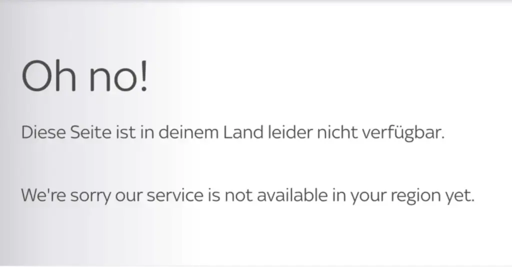Sky Go zeigt im Ausland die Standort-Fehlermeldung wegen Geoblocking